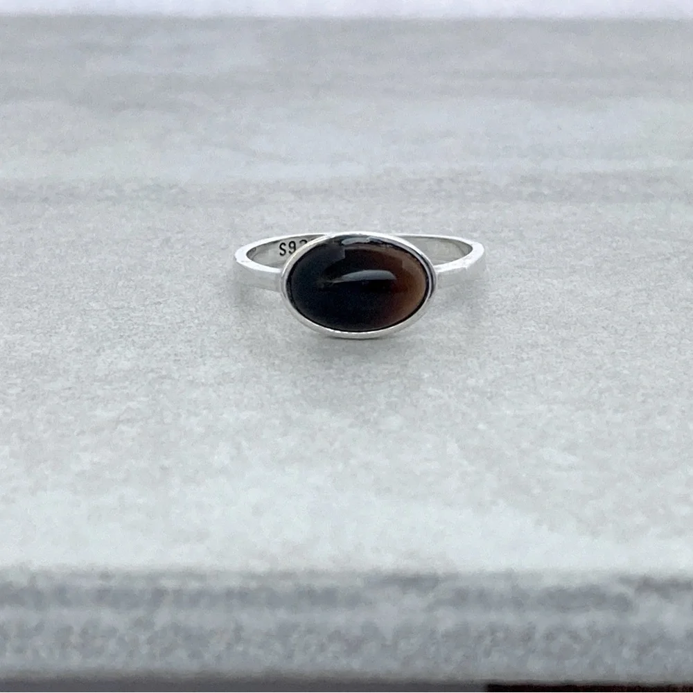 925 Sterling Silver with Black Agate Ring! Sizes 4, 5, 6, 7, 8, 9, 10 NEW!